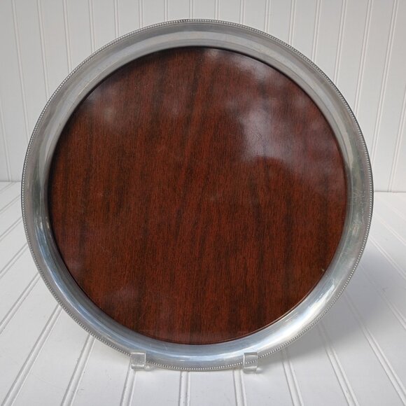 Pair of Vintage MCM Formica Laminated Serving Trays Silverplate Sides Platters - Picture 2 of 11